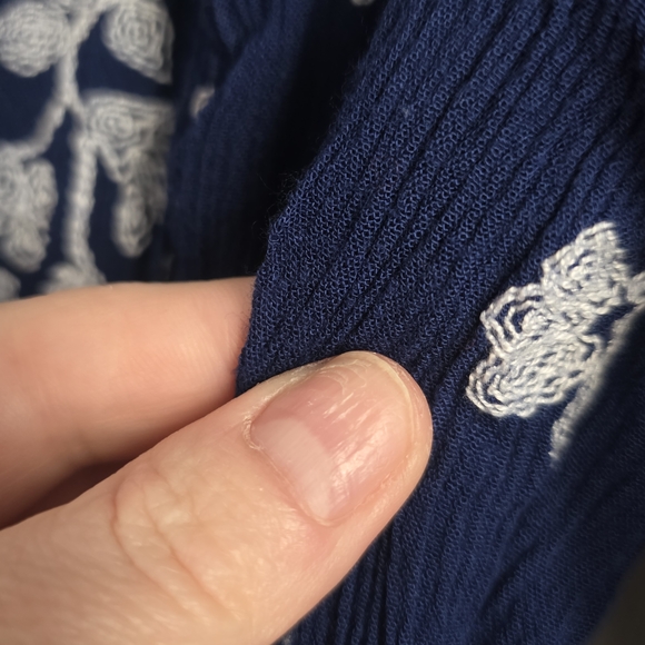 Free People Jasmine Embroidered Mini Dress in Navy Blue Small Good Condition - Picture 10 of 16